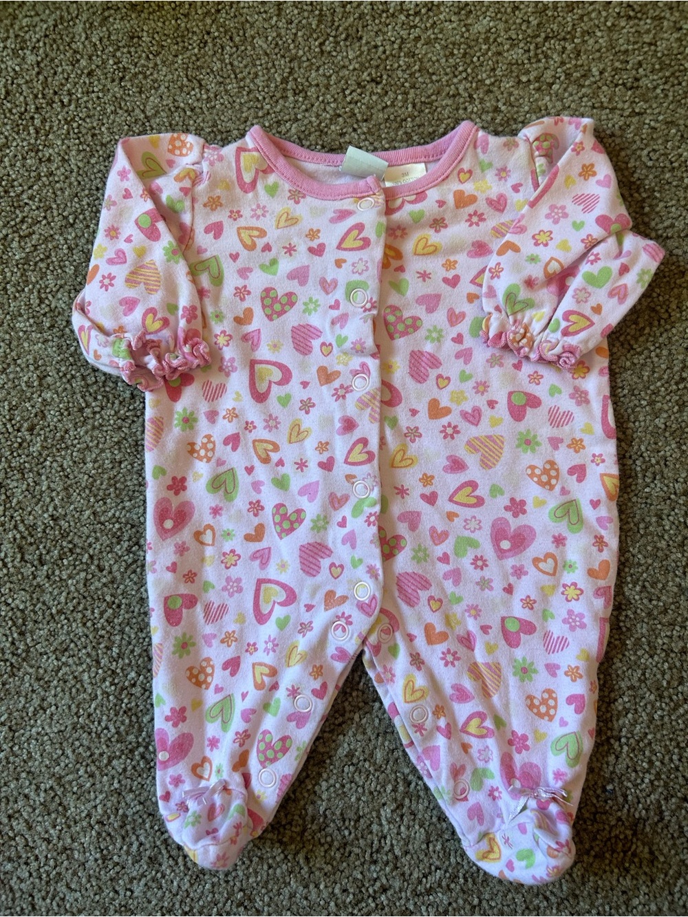 Y2K Pink Heart-Print Baby One-Piece Footie